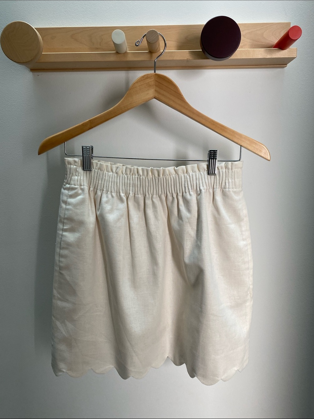 J. Crew Cream Scalloped Hem Elastic Waist Skirt